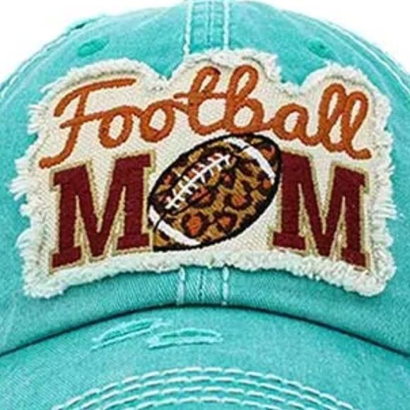 Teal Football Mom Baseball Cap - Picture 2 of 4